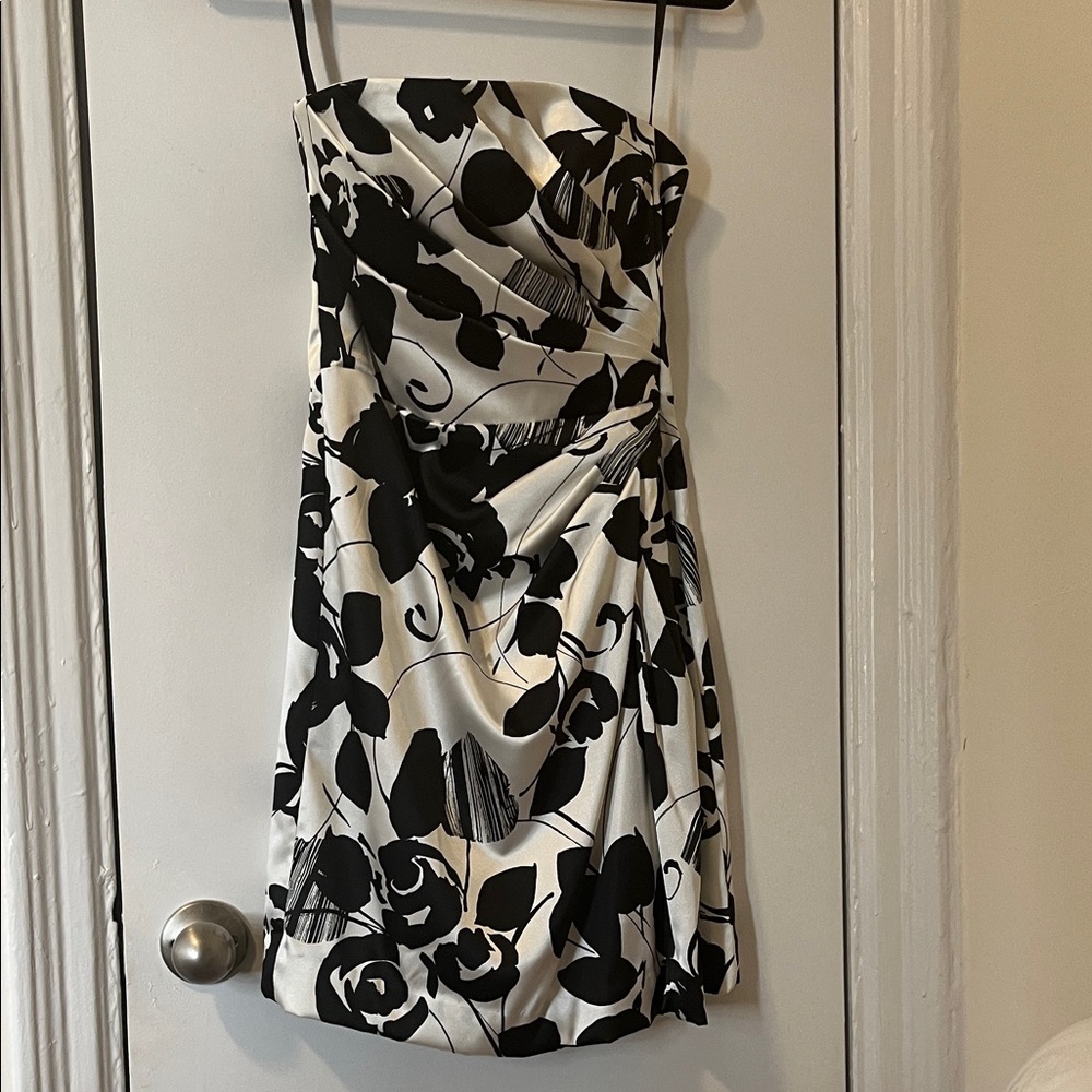 Strapless Black and White Floral Print from White House Black Market